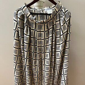 JAEGER USA10 UK12  Cream Black Geometric SKIRT Made in Great Britain